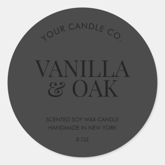 Modern mat zwart kaars label (Voorkant)