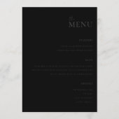 Modern mat zwart minimaal bruiloft menu (Voorkant)