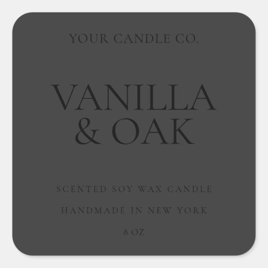 Modern Mat Zwart Minimal Candle Label (Voorkant)