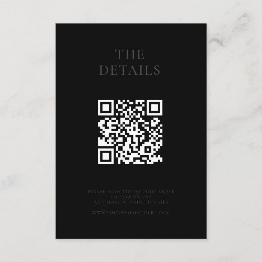 Modern mat zwart minimale bruiloft informatiekaartje (Voorkant)