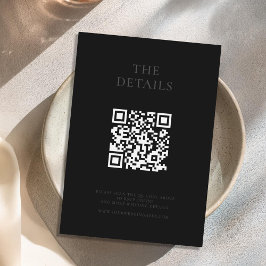 Modern mat zwart minimale bruiloft informatiekaartje