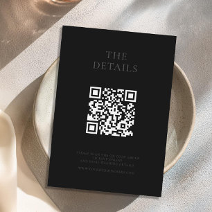 Modern mat zwart minimale bruiloft informatiekaartje