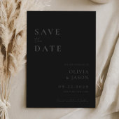 Modern mat zwart minimale bruiloft save the date
