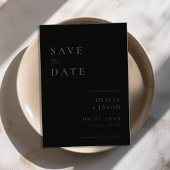 Modern mat zwart minimale bruiloft save the date