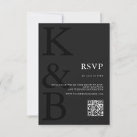 Modern mat zwart monogram minimalistische bruiloft