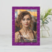 Modern Math Script Photo Purple Graduation  Aankondiging (Staand voorkant)