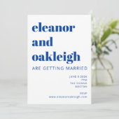 Modern Matisse Botanical Blue Wedding Kaart (Staand voorkant)