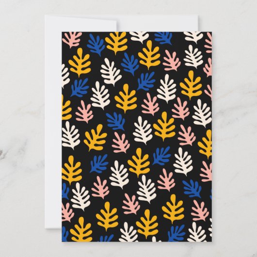 Modern Matisse Botanical Blue Wedding Kaart (Achterkant)