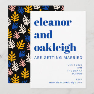 Modern Matisse Botanical Blue Wedding Kaart