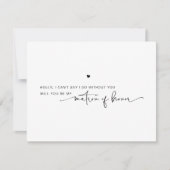 Modern Matron of Honor Black White proposal Kaart (Voorkant)