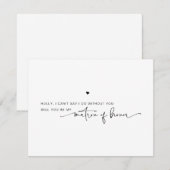 Modern Matron of Honor Black White proposal Kaart (Voorkant / Achterkant)