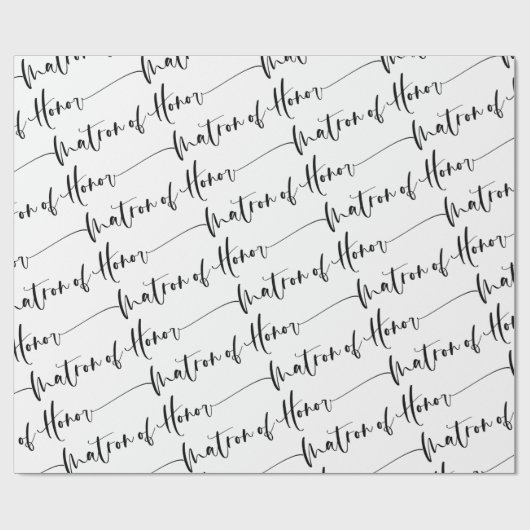 Modern Matron van Honor Wrapping Paper Black White Cadeaupapier (Vlak)