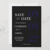 Modern Matte Black Minimalist Save The Date (Voorkant)