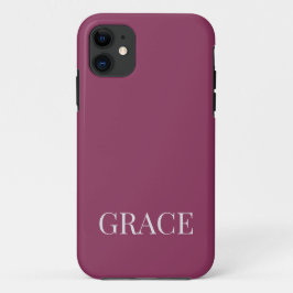 Modern Mauve Berry Personalized Name Custom Case-Mate iPhone Case