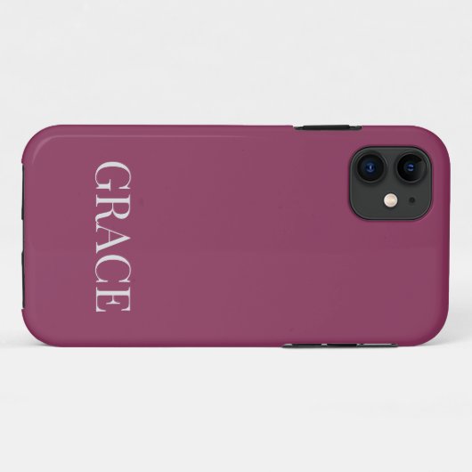 Modern Mauve Berry Personalized Name Custom Case-Mate iPhone Case (Achterkant (horizontaal))