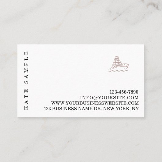 Modern Mauve Black Coastal Boat Brand Visitekaartje (Achterkant)