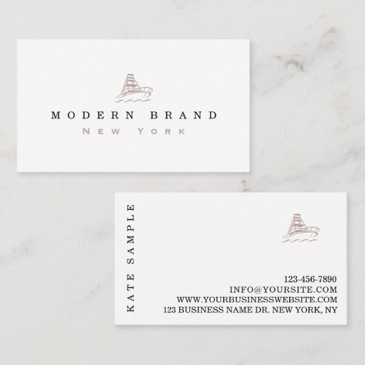 Modern Mauve Black Coastal Boat Brand Visitekaartje (Voorkant / Achterkant)