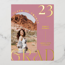 Modern Mauve Boho Chic Lijst Afstuderen Foto Folie Feestdagen Briefkaart