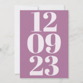 Modern Mauve Date Typografie Save The Date (Achterkant)