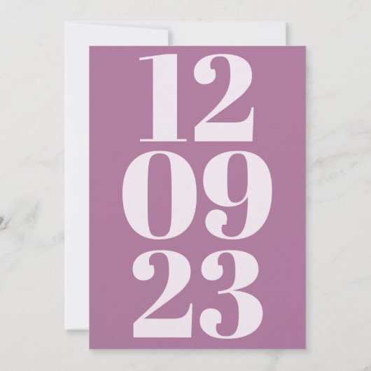 Modern Mauve Date Typografie Save The Date (Achterkant)