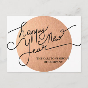 Modern Mauve Happy Nieuwjaar Typografie Corporate Feestdagenkaart