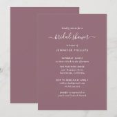 Modern Mauve Minimalist Script Vrijgezellenfeest Kaart (Voorkant / Achterkant)