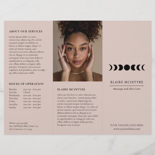 Modern Mauve Moon Phases Elegante drievoudige broc (Voorkant)