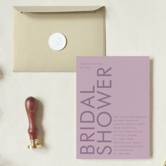 Modern Mauve Paars Lila Name Vrijgezellenfeest Kaart