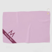 Modern Mauve Pink and Burgundy Monogram & Naam Golfhanddoek (Horizontaal)