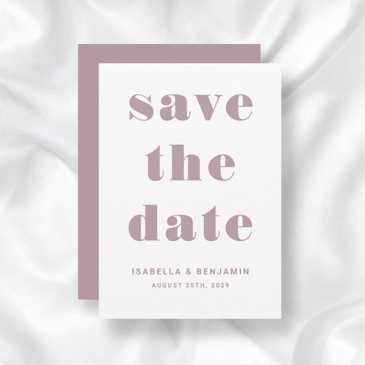 Modern Mauve Pink Typography Wedding Save The Date