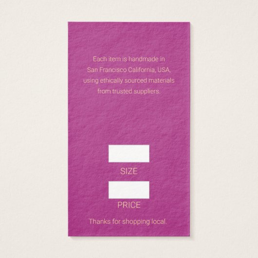 Modern Mauve Red Retail Prijs Label Visitekaartje (Achterkant)