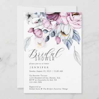 Modern Mauve Waterverf Floral Vrijgezellenfeest Kaart