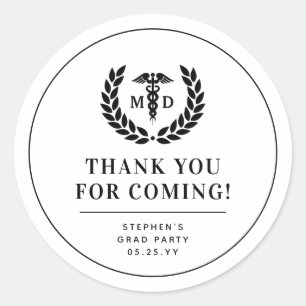 Modern MD Doctor of Medicine Afstuderen Dank u Ronde Sticker