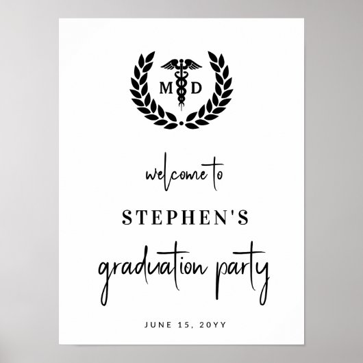 Modern MD Doctor of Medicine Afstuderen Welkom Poster (Voorkant)