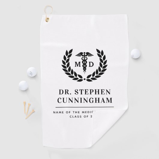 Modern MD Doctor of Medicine Med School Afstuderen Golfhanddoek (Insitu)