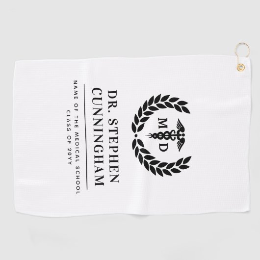 Modern MD Doctor of Medicine Med School Afstuderen Golfhanddoek (Horizontaal)