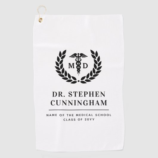 Modern MD Doctor of Medicine Med School Afstuderen Golfhanddoek (Voorkant)