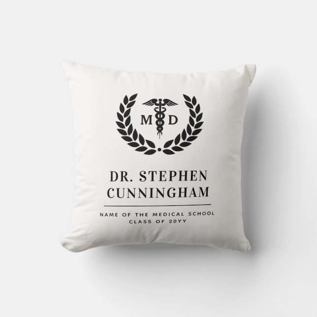 Modern MD Doctor of Medicine Med School Afstuderen Kussen (Voorkant)