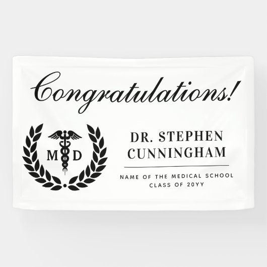 Modern MD Doctor of Medicine Med School Afstuderen Spandoek (Horizontaal)