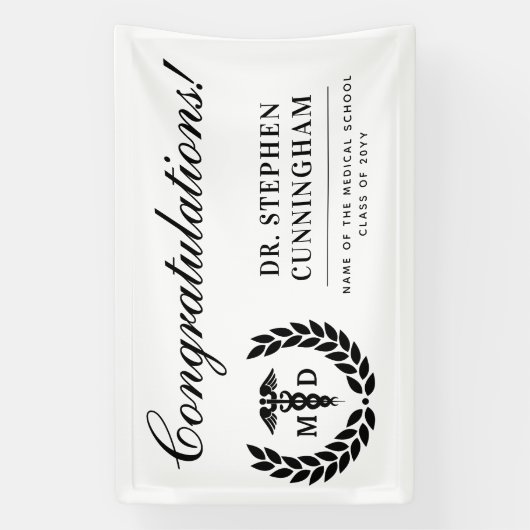 Modern MD Doctor of Medicine Med School Afstuderen Spandoek (Verticaal)