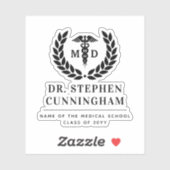Modern MD Doctor of Medicine Med School Afstuderen Sticker (Vel)