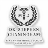 Modern MD Doctor of Medicine Med School Afstuderen Sticker (Voorkant)