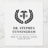 Modern MD Doctor of Medicine Med School Afstuderen Wijn Etiket (Enkel label)