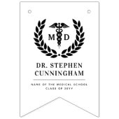 Modern MD Med School Afstuderen Gefeliciteerd Vlaggetjes (Eerste vlag)