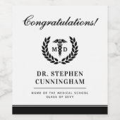 Modern MD Med School Afstuderen Gefeliciteerd Wijn Etiket (Enkel label)