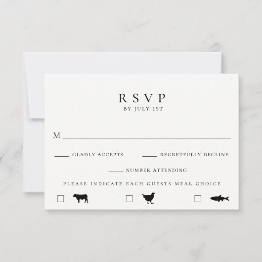 Modern Meal Choice Bruiloft RSVP Kaart (Voorkant)