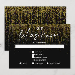 Modern Meal Choice RSVP Edgy Gold Glitter Kaart