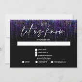 Modern Meal Choice RSVP Edgy Paarse Glitter Kaart (Voorkant)