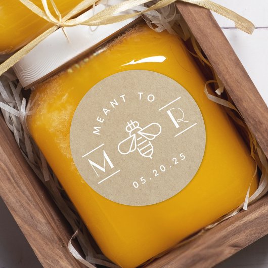 Modern Meant to Bee Honey Wedding Favor Kraft Ronde Sticker