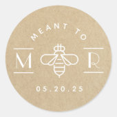 Modern Meant to Bee Honey Wedding Favor Kraft Ronde Sticker (Voorkant)